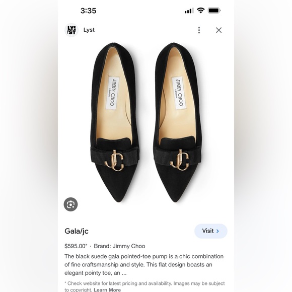 Jimmy Choo Black Flats with Gold Emblem - Picture 2 of 7